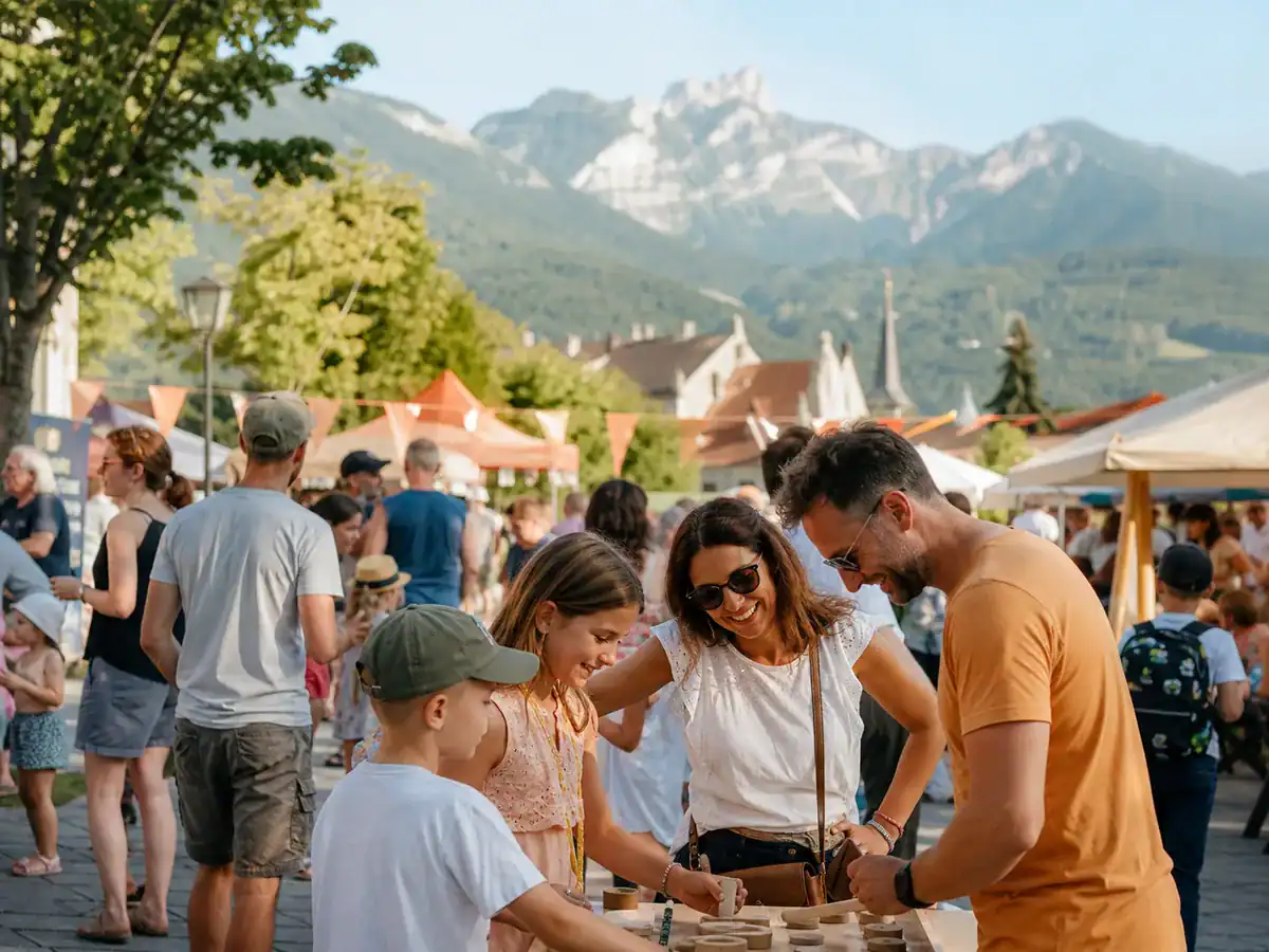 Famille profitant d’un événement public dans le Pays de Gex