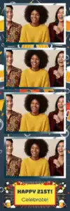 Variante bande 2x6, 4 photos et orientation paysage du design photobooth Chalkboard Bunting Birthday Polaroid pour Vivabox