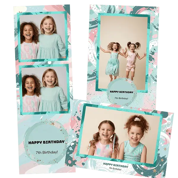 Design photobooth Pastel Paint Stroke Birthday pour Vivabox et Miroir