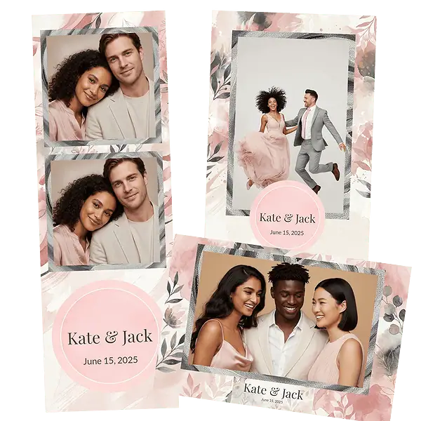 Design photobooth Blush Watercolor Romance pour Vivabox et Miroir