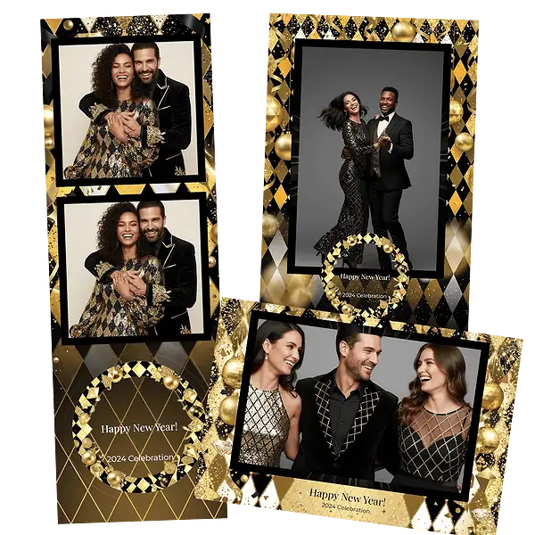 Design photobooth Glamorous Harlequin Gold pour Vivabox et Miroir