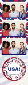 Variante bande 2x6, 3 photos et orientation paysage du design photobooth Red White Blue Stars Stripes pour Vivabox