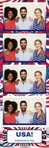 Variante bande 2x6, 4 photos et orientation paysage du design photobooth Red White Blue Stars Stripes pour Vivabox