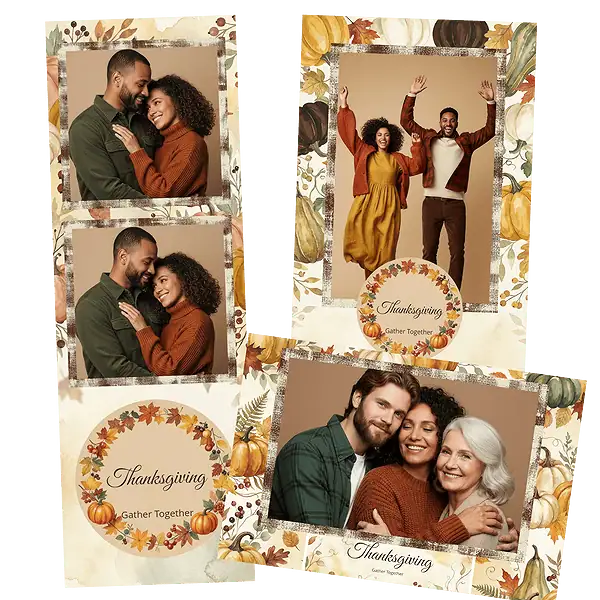 Design photobooth Rustic Watercolor Thanksgiving pour Vivabox et Miroir