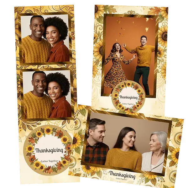 Design photobooth Rustic Sunflower Thanksgiving pour Vivabox et Miroir