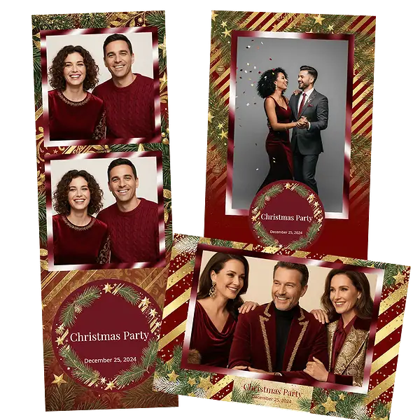 Design photobooth Classic Red Christmas Party pour Vivabox et Miroir