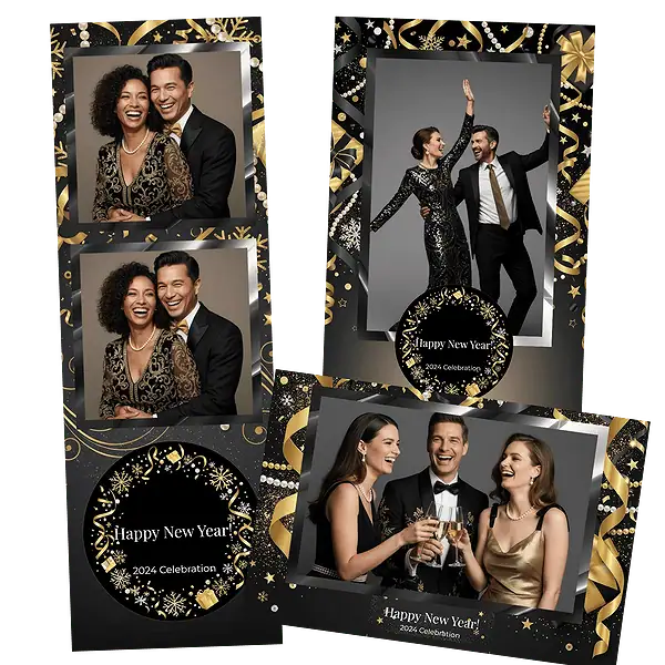 Design photobooth Glamorous Black And Gold Nye pour Vivabox et Miroir