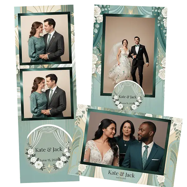 Design photobooth Elegant Teal Art Deco Wedding pour Vivabox et Miroir