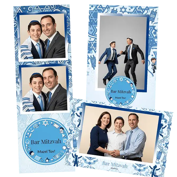 Design photobooth Blue Bar Mitzvah Torah Celebration pour Vivabox et Miroir