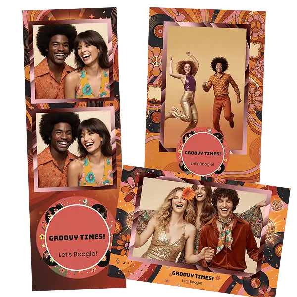 Design photobooth Retro Disco Groove pour Vivabox et Miroir