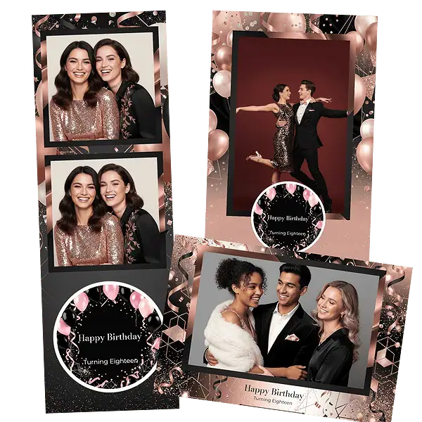 Design photobooth Glamorous Rose Gold Birthday pour Vivabox et Miroir