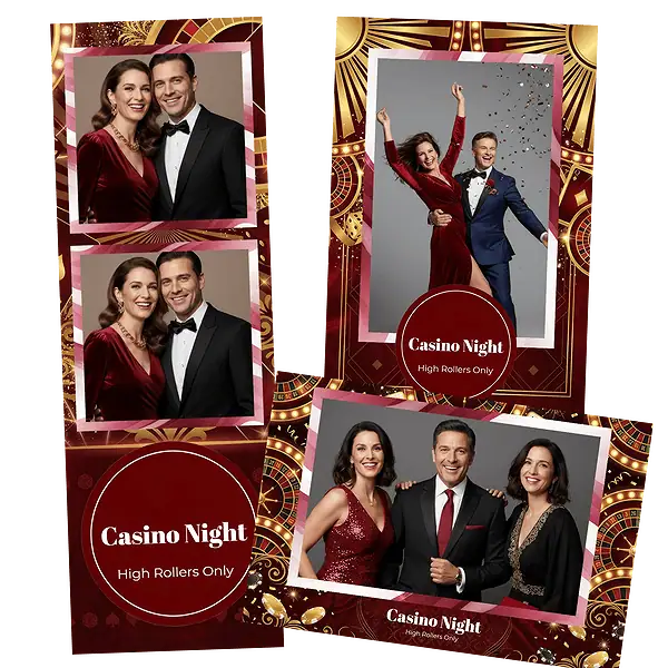 Design photobooth Casino Night Party pour Vivabox et Miroir