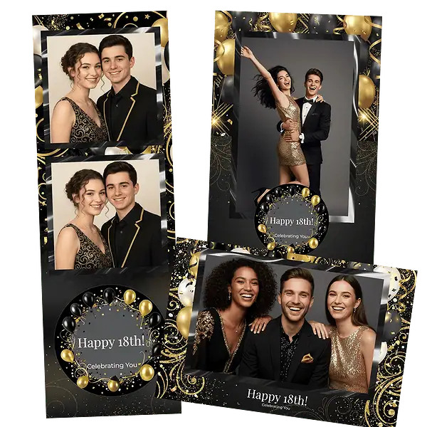 Design photobooth Black And Gold Glamour Celebration pour Vivabox et Miroir