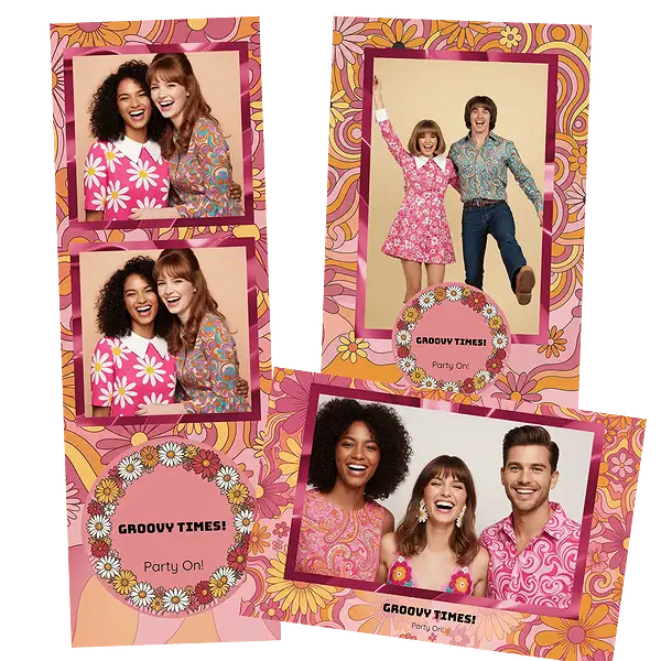 Design photobooth Retro Pink 60s Floral pour Vivabox et Miroir