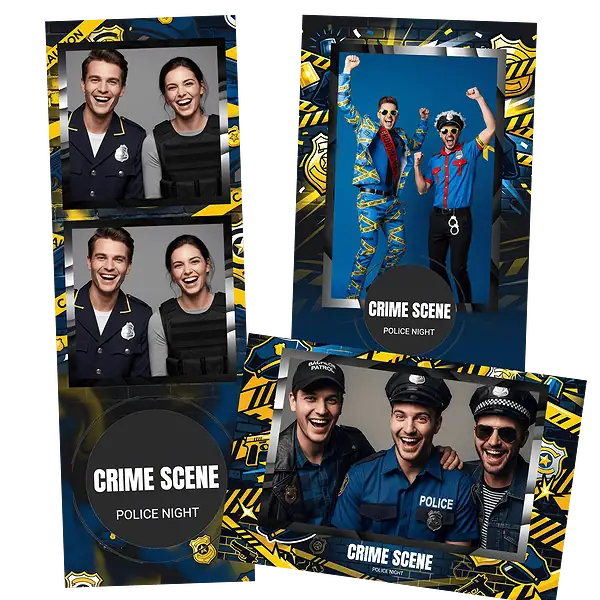 Design photobooth Police Night Crime Scene pour Vivabox et Miroir