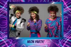Variante format paysage 6x4, 1 photo et orientation paysage du design photobooth Neon Geometric Rock Party pour Vivabox