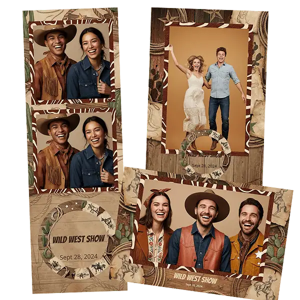 Design photobooth Rustic Wild West Rodeo pour Vivabox et Miroir