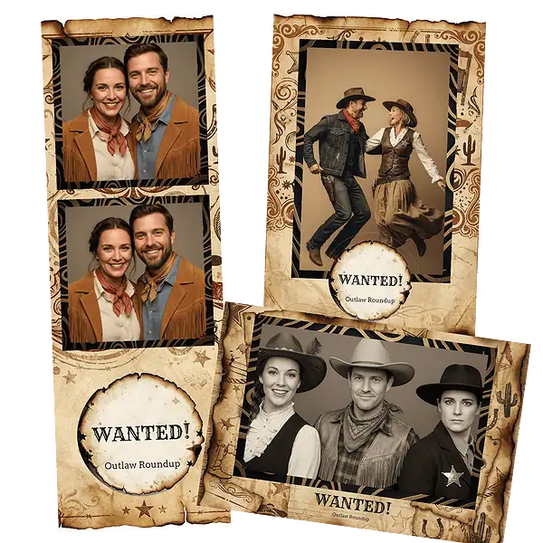 Design photobooth Wild West Wanted Poster pour Vivabox et Miroir