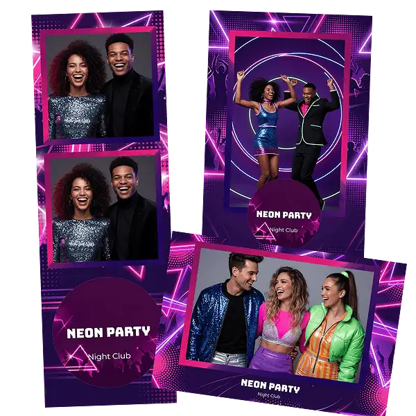 Design photobooth Neon Night Club Party pour Vivabox et Miroir
