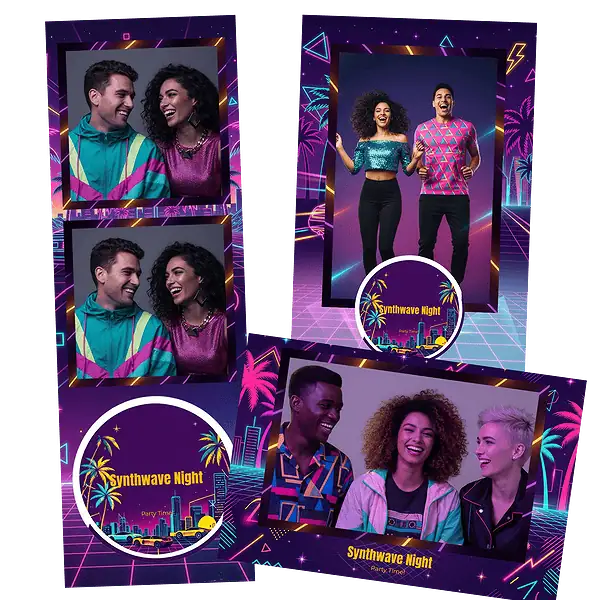 Design photobooth Neon Synthwave Night pour Vivabox et Miroir