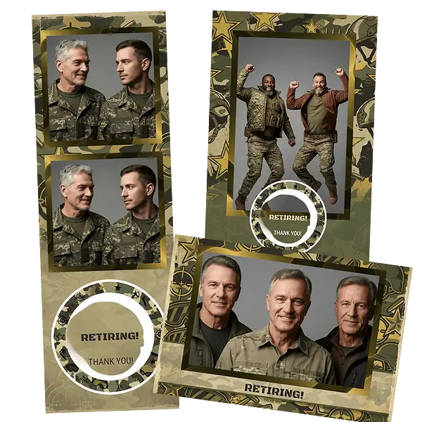 Design photobooth Military Camouflage Retirement pour Vivabox et Miroir