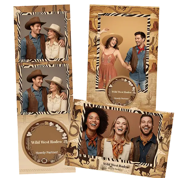 Design photobooth Rustic Wild West Rodeo 2 pour Vivabox et Miroir