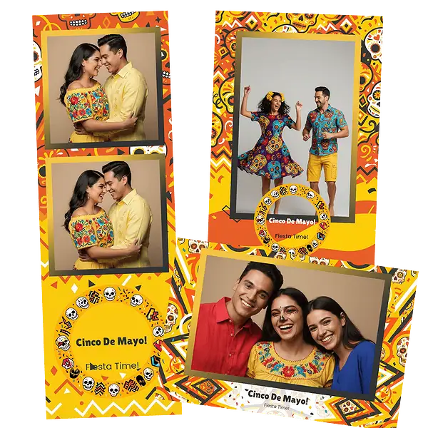 Design photobooth Vibrant Yellow Cinco De Mayo Fiesta pour Vivabox et Miroir