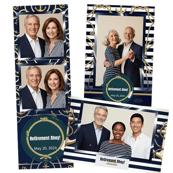 Design photobooth Nautical Navy Retirement pour Vivabox et Miroir