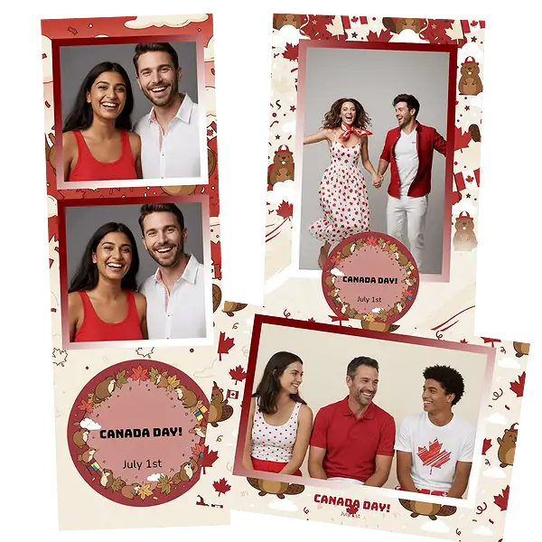 Design photobooth Playful Canada Day Beavers pour Vivabox et Miroir