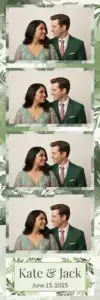 Variante bande 2x6, 4 photos et orientation paysage du design photobooth Green Watercolor Leaf Wedding pour Vivabox