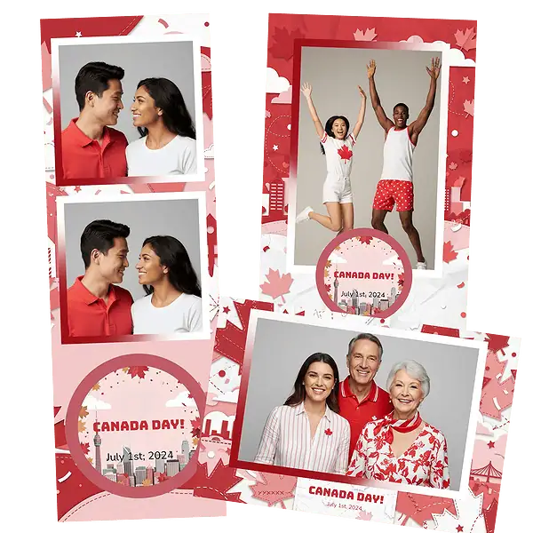 Design photobooth Red White Canada Day pour Vivabox et Miroir