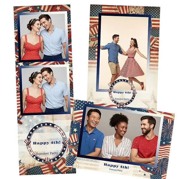 Design photobooth Vintage Patriotic Independence Day pour Vivabox et Miroir