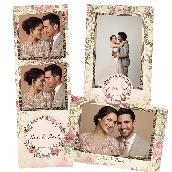 Design photobooth Romantic Pink Floral Parchment pour Vivabox et Miroir