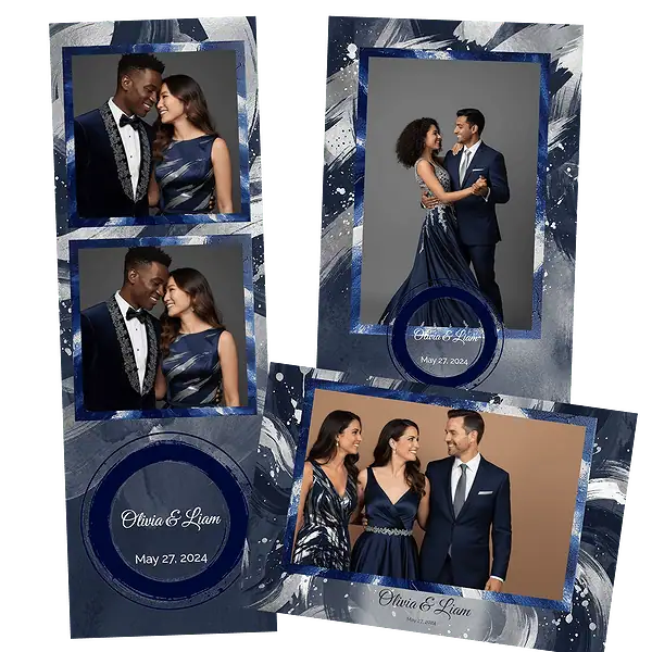 Design photobooth Navy Silver Brushstroke pour Vivabox et Miroir