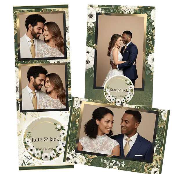 Design photobooth Golden Floral Romance pour Vivabox et Miroir