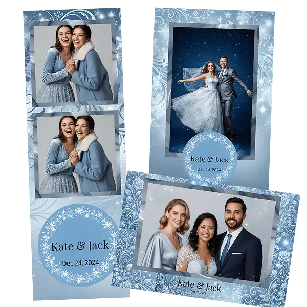 Design photobooth Blue Starlight Winter Celebration pour Vivabox et Miroir