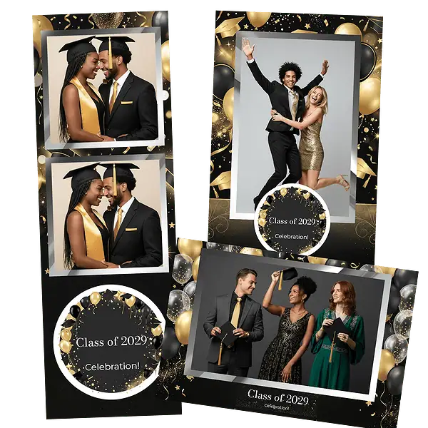 Design photobooth Elegant Black And Gold Graduation pour Vivabox et Miroir