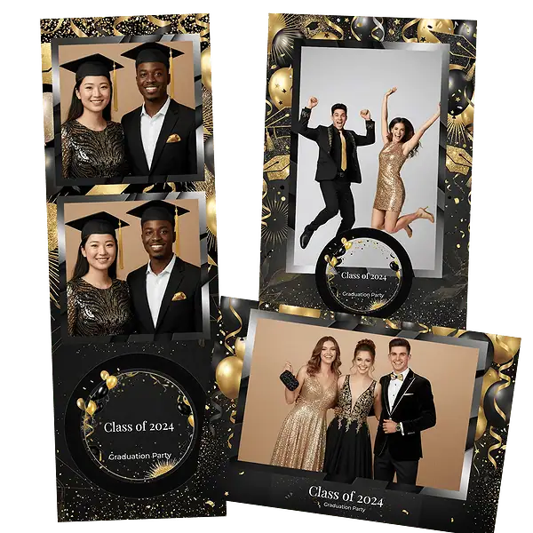 Design photobooth Black And Gold Glamour Graduation pour Vivabox et Miroir