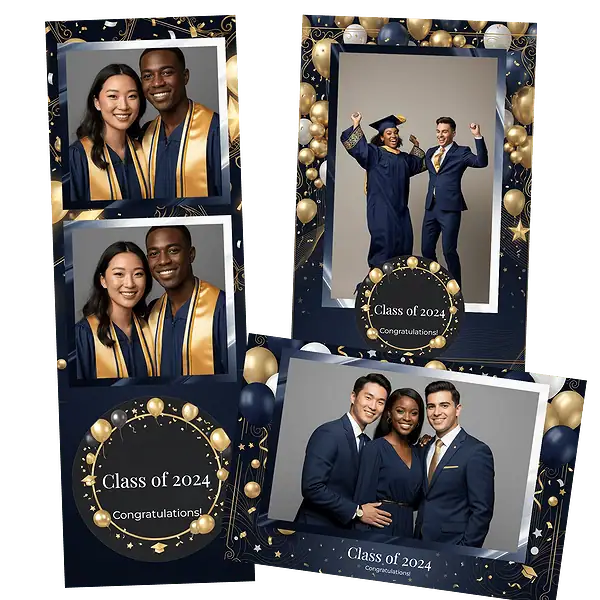 Design photobooth Elegant Navy And Gold Graduation pour Vivabox et Miroir