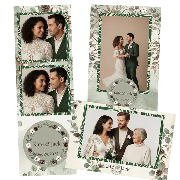 Design photobooth Rustic Eucalyptus Cotton Wedding pour Vivabox et Miroir