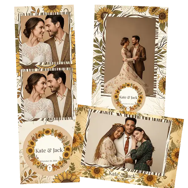 Design photobooth Rustic Sunflower Wedding pour Vivabox et Miroir
