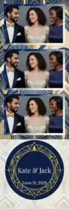 Variante bande 2x6, 3 photos et orientation paysage du design photobooth Gold Geometric Wedding Template pour Vivabox
