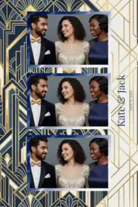 Variante format portrait 4x6, 3 photos et orientation paysage du design photobooth Gold Geometric Wedding Template pour Miroir Magique