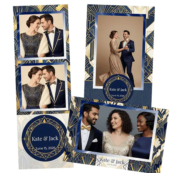 Design photobooth Gold Geometric Wedding Template pour Vivabox et Miroir