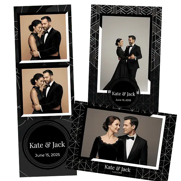 Design photobooth Modern Minimalist Black Wedding pour Vivabox et Miroir