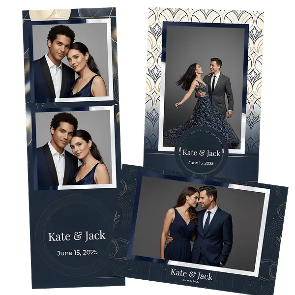 Design photobooth Navy Blue Minimalist Wedding pour Vivabox et Miroir