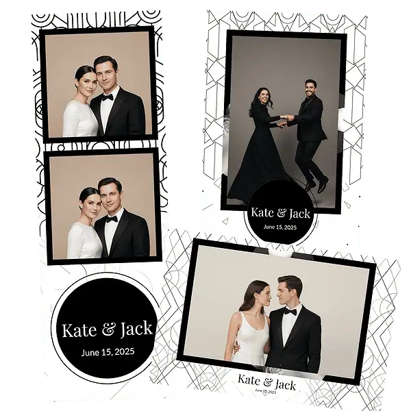 Design photobooth Minimalist Monogram Wedding pour Vivabox et Miroir