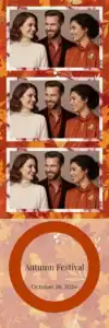 Variante bande 2x6, 3 photos et orientation paysage du design photobooth Orange Leaf Autumn Frame pour Vivabox