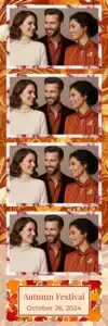 Variante bande 2x6, 4 photos et orientation paysage du design photobooth Orange Leaf Autumn Frame pour Vivabox
