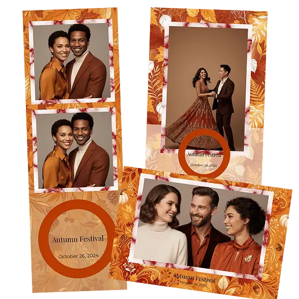 Design photobooth Orange Leaf Autumn Frame pour Vivabox et Miroir